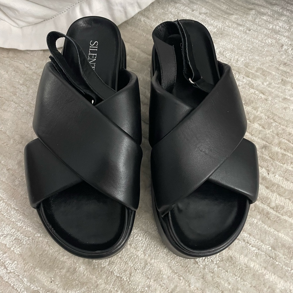SILENT D Pier Black Platform Sandals - Picture 2 of 7